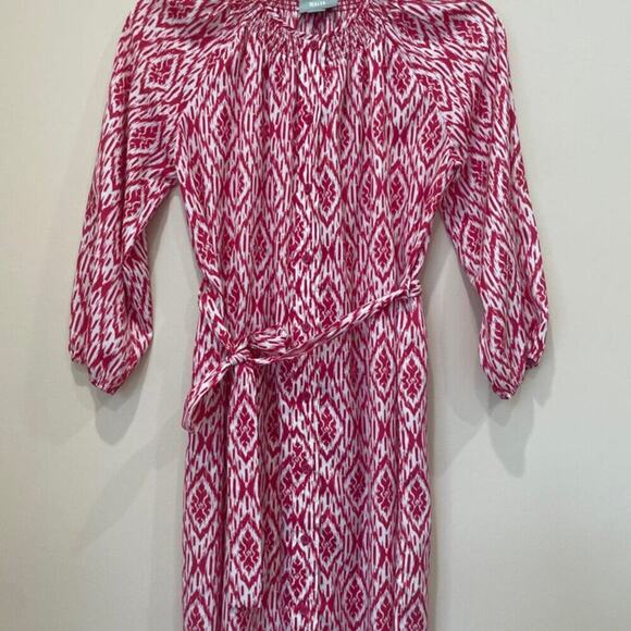 ANTHROPOLOGIE MAEVE MINI DRESS HOT PINK WHITE SZ M STRAP BELT SOPHISTICATED - Picture 5 of 16